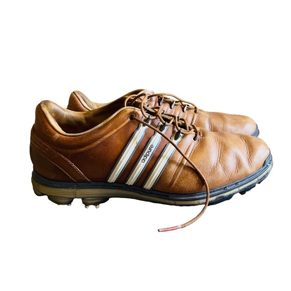 Adidas Adipure Golf Shoes Brown Leather - Picture 2 of 7